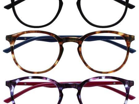 Opulize Met Pack 3 Bloqueo Luz Azul Gafas De Lectura Computadora Juego De Azar Negro Marrón Púrpura Hombres Mujeres BBB60-125 +1, 00 Embalaje Deteriorado Discount