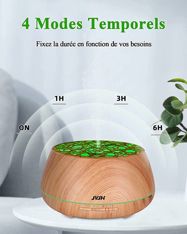 JVJH Difusor de aceites esenciales, 400 ml, Humidificador Super silencioso 8-12 horas con 14 colores de luces LED Embalaje Deteriorado For Cheap