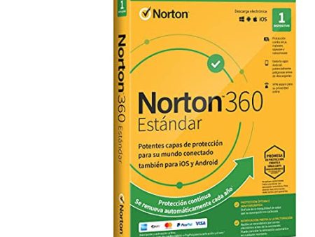 Norton 360 Estándar 2022 - Antivirus software para 1 Dispositivo y 1 año de suscripción con renovación automática, Secure VPN y Gestor de contraseñas, para PC, Mac tableta o smartphone Embalaje Deteriorado For Sale